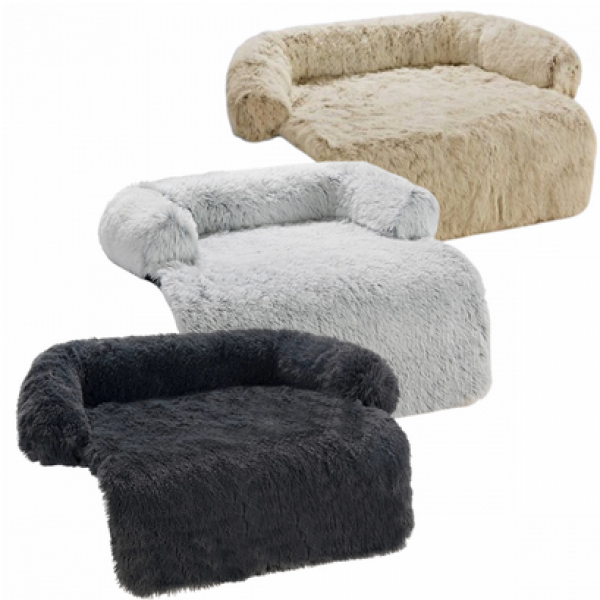 Topmast Hundematte Comfy - Flauschiges Plüsch-Hundebett - Größe -90x80cm-Silver